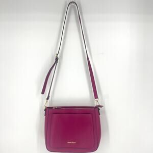 Nanette Lepore Rita Pebbled Finish Leather Raspberry Pink Shoulder Bag Purse